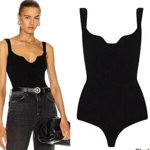 KHAITE Italy The Yves Bodysuit Black Ribbed Sleeveless L MSRP $880